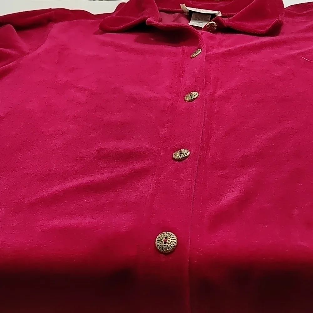 Jessica Scott Sport Women’s Red Button-Down Shirt | Long Sleeve Collared Top | S